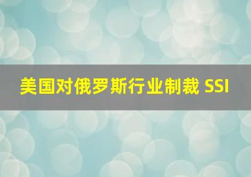 美国对俄罗斯行业制裁 SSI